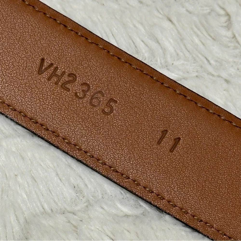 Men’s Brown Genuine Leather Belt, 32 , Shiny Silver Buckle 1.25 inches wide EUC!